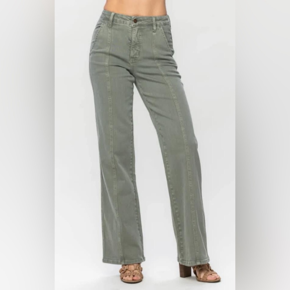 Judy Blue light green wide leg pants